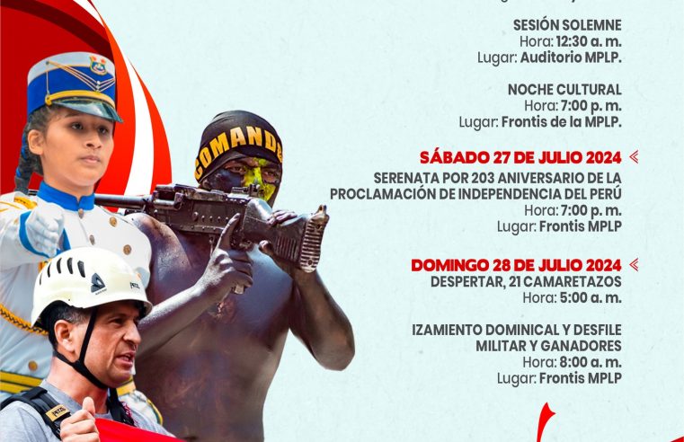 PROGRAMA DE ACTIVIDADES POR EL 203 ANIVERSARIO DE LA INDEPENDENCIA DEL PERÚ