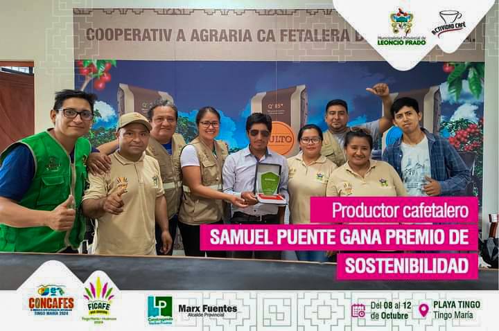 «Productor Cafetalero Samuel Puente Gana Premio de Sostenibilidad»