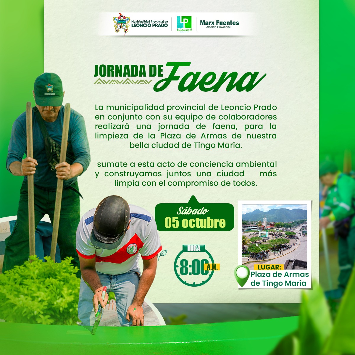 ¡𝐆𝐑𝐀𝐍 𝐉𝐎𝐑𝐍𝐀𝐃𝐀 𝐃𝐄 𝐅𝐀𝐄𝐍𝐀 𝐘 𝐋𝐈𝐌𝐏𝐈𝐄𝐙𝐀 𝐃𝐄 𝐋𝐀 𝐏𝐋𝐀𝐙𝐀 𝐃𝐄 𝐀𝐑𝐌𝐀𝐒 𝐃𝐄 𝐓𝐈𝐍𝐆𝐎 𝐌𝐀𝐑𝐈́𝐀!