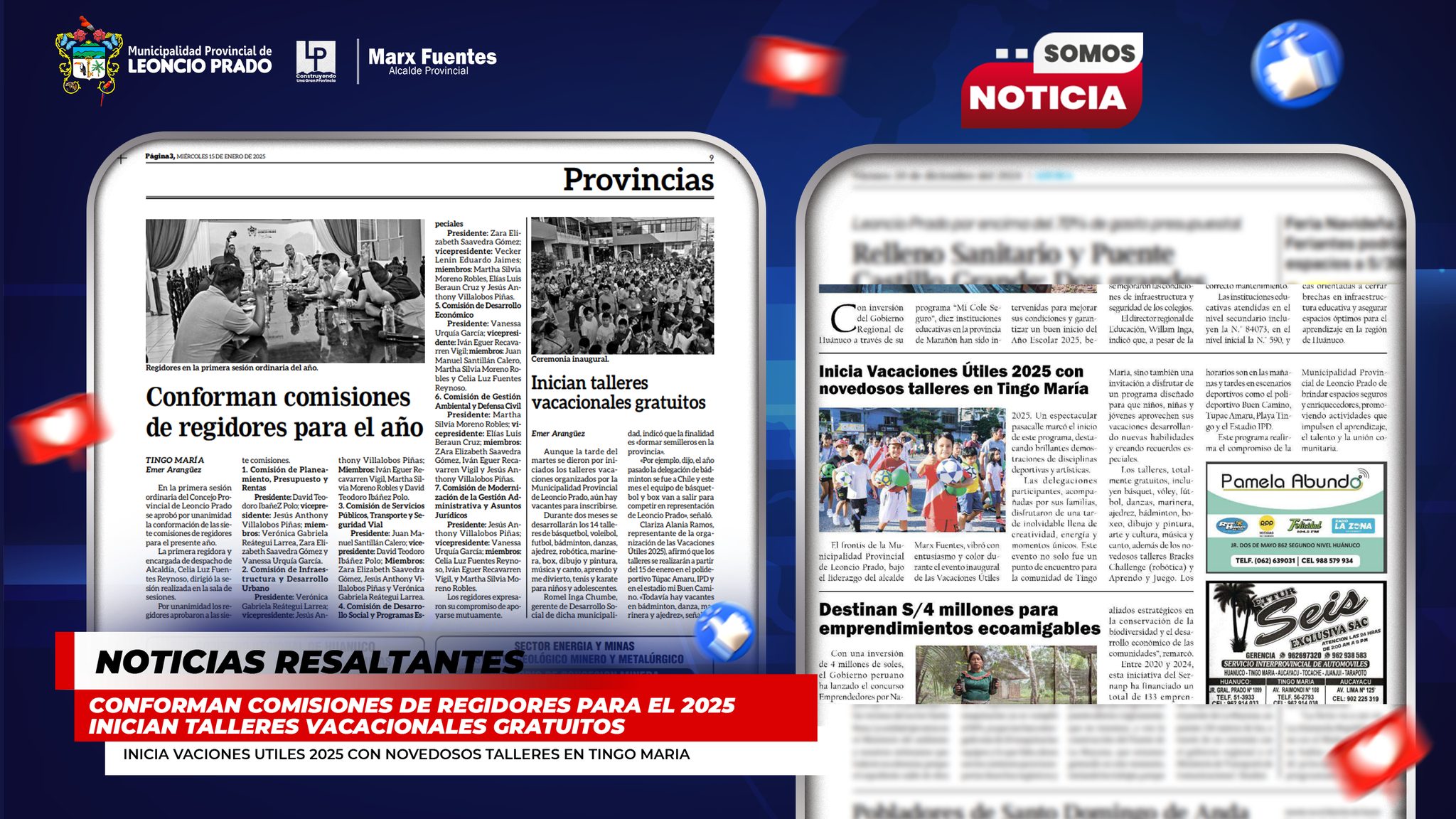 «Medios Regionales Resaltan Actividades Municipales bajo el liderazgo del alcalde Marx Fuentes»